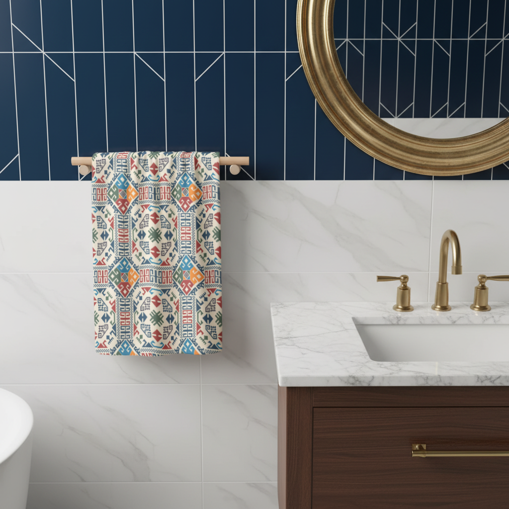 Multicolor Ethnic Geometric Motif Hand Towel