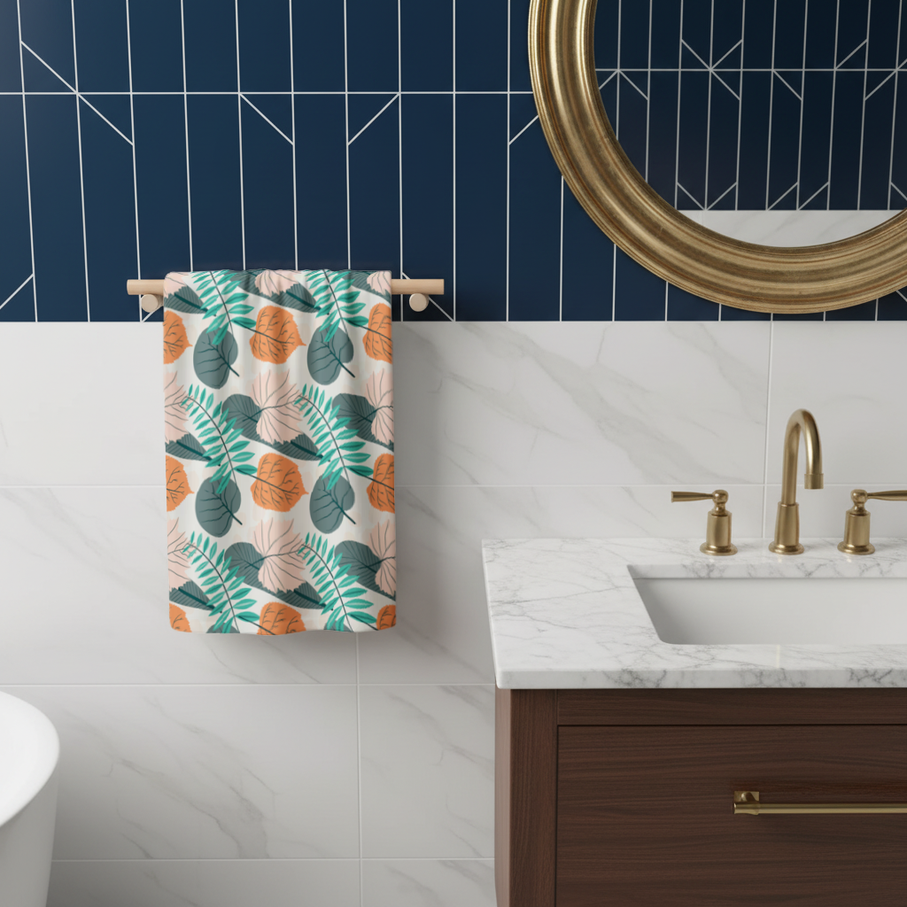 Modern Tropical Leaves Hand Towel