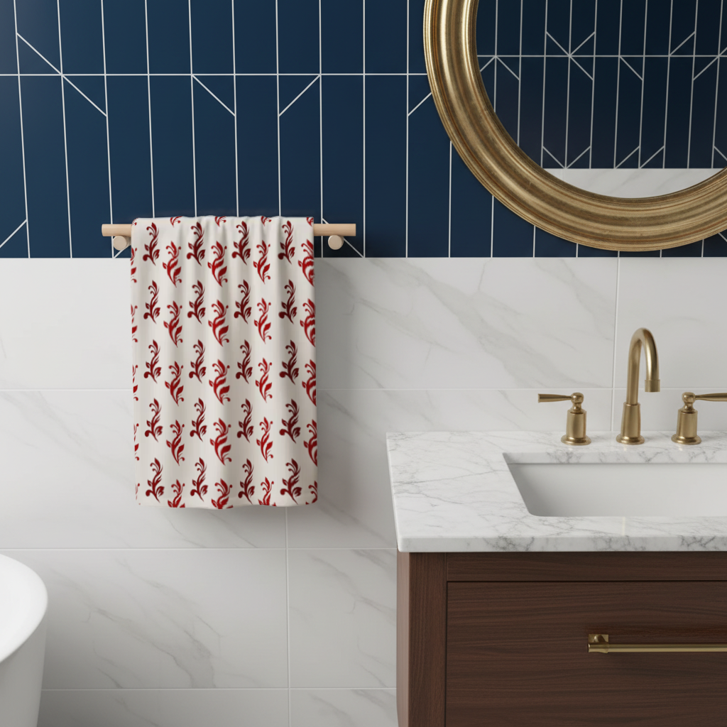 Burgundy Baroque Swirls Hand Towel