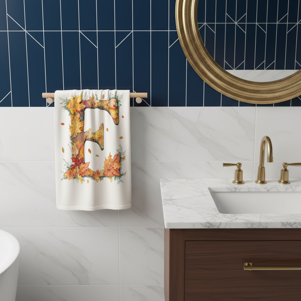 Autumn Maple Leaf Letter E Hand Towel