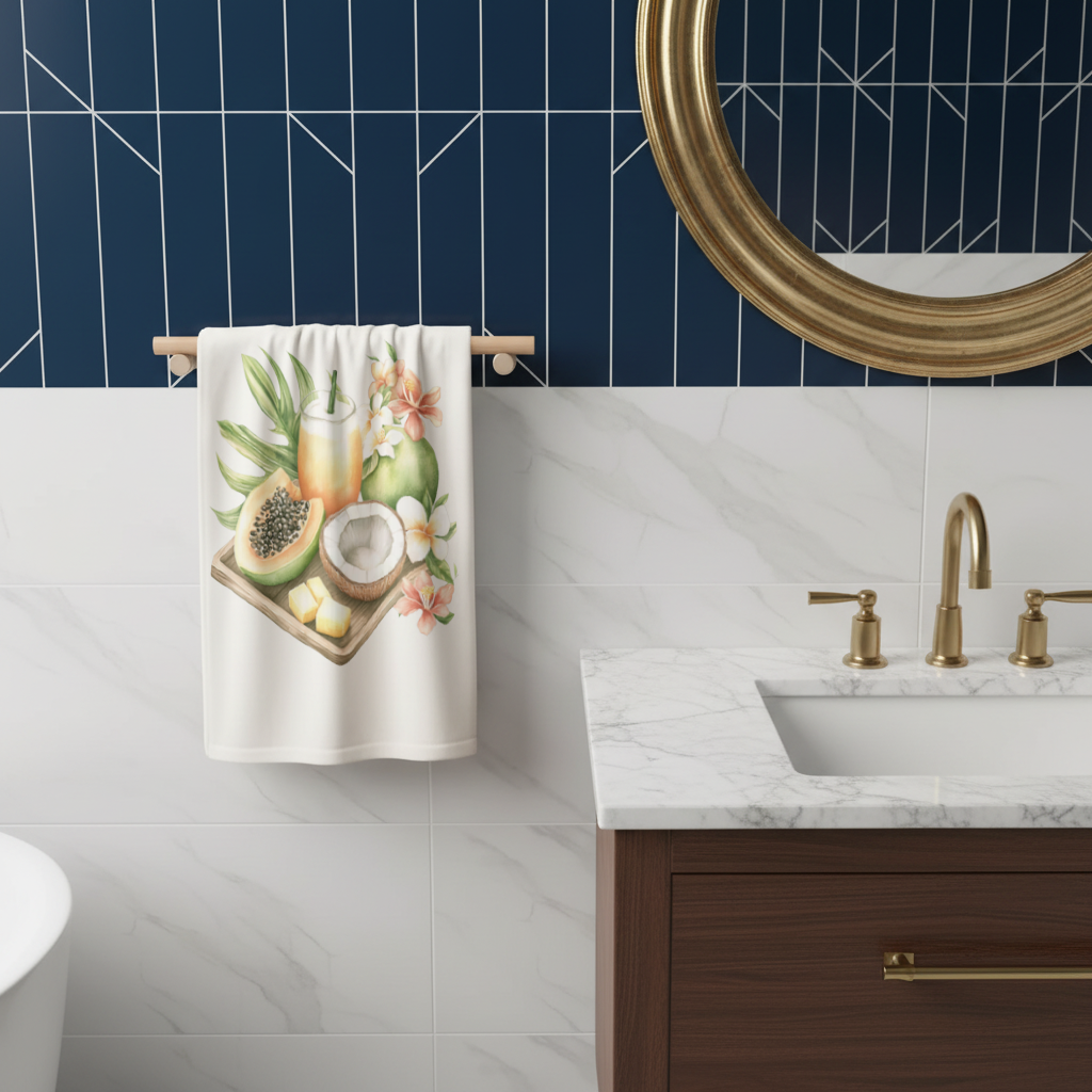 Tropical Papaya and Coconut Juice Hand Towel
