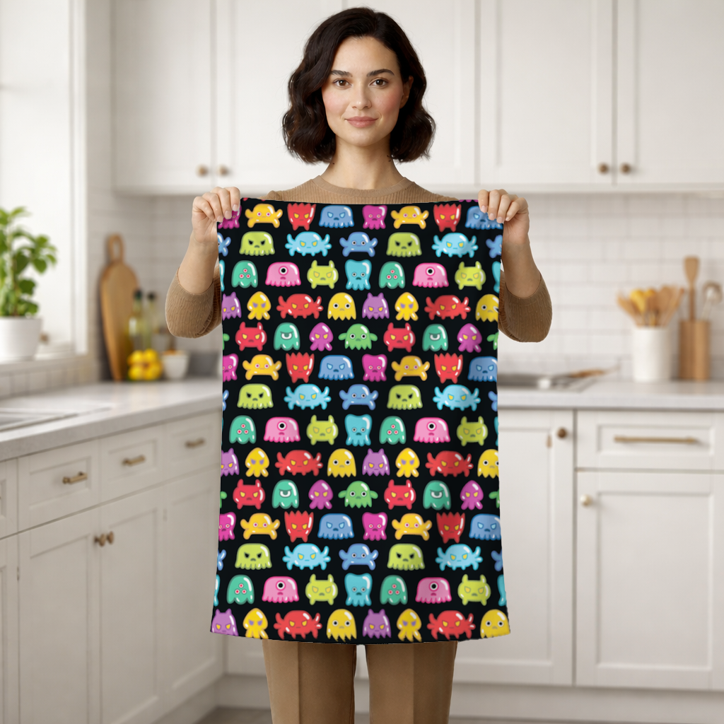 Cute Colorful Monsters Seamless Pattern Hand Towel