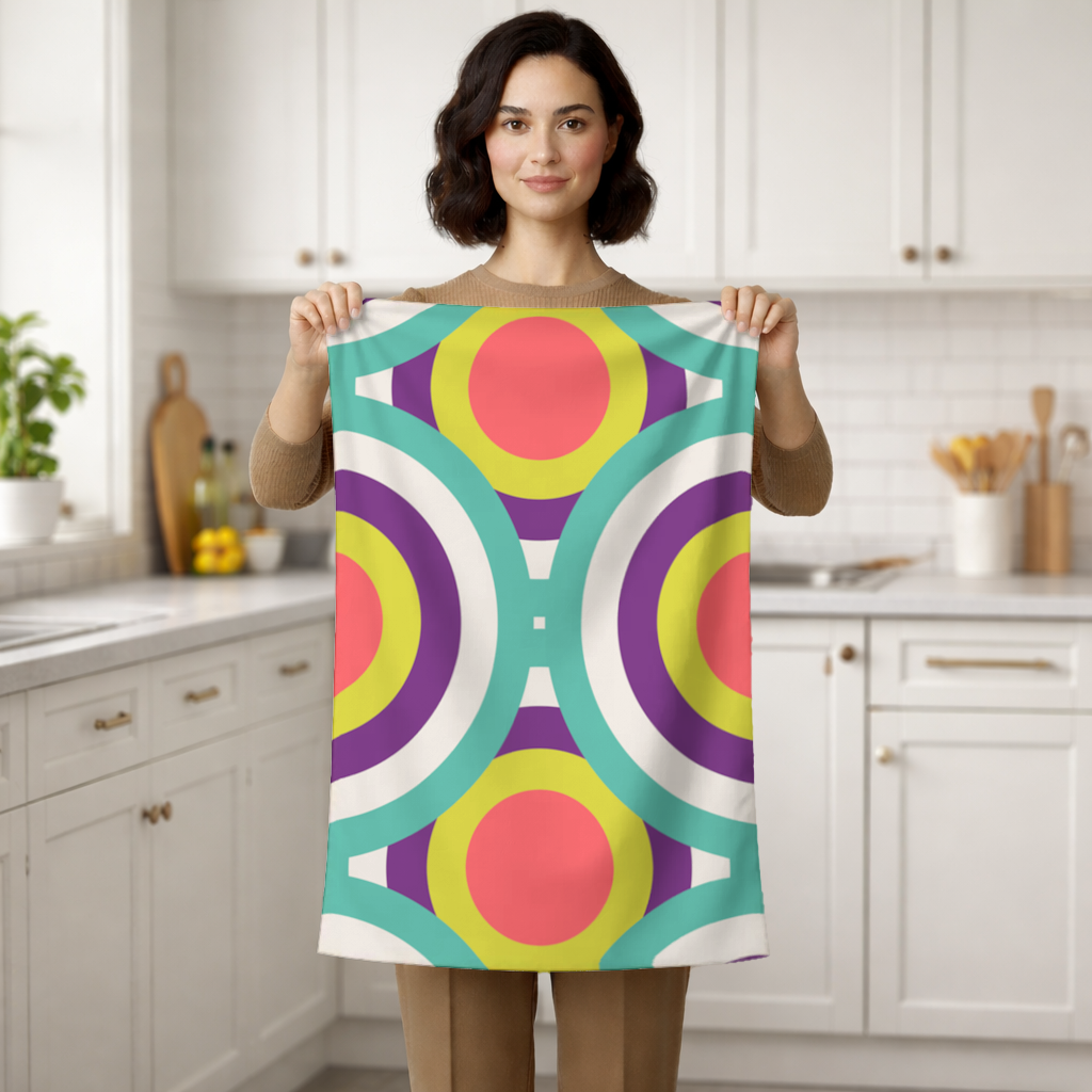 Colorful Geometric Circle Pattern Hand Towel
