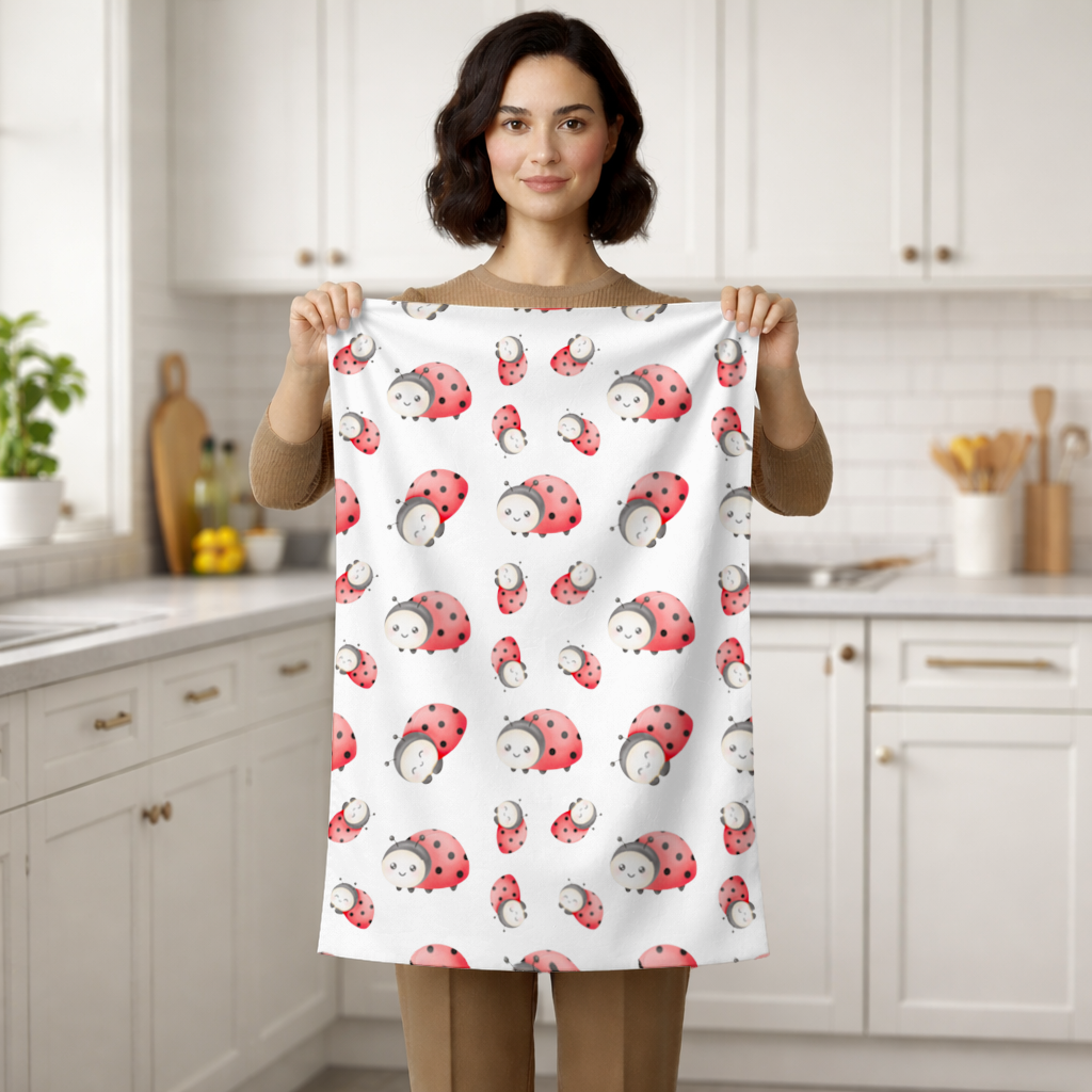 Cute Kawaii Ladybug Pattern Hand Towel