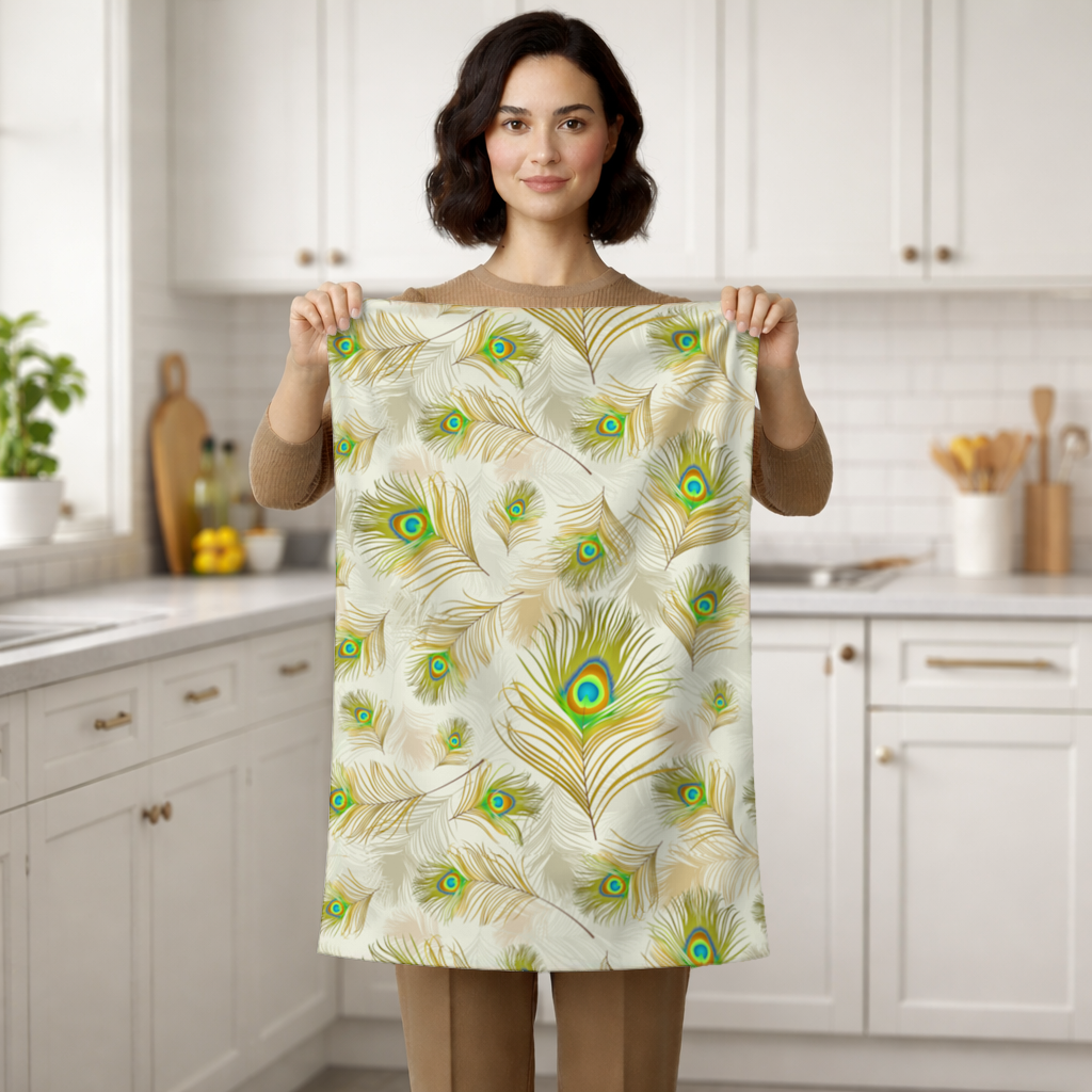 Elegant Peacock Feathers and Exotic Nature Seamless Pattern Hand Towel