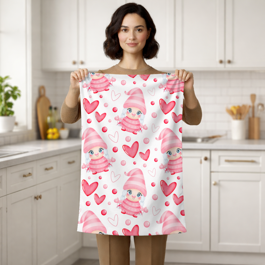 Cute Pink Baby Girl Valentines Day Heart Pattern Design Hand Towel