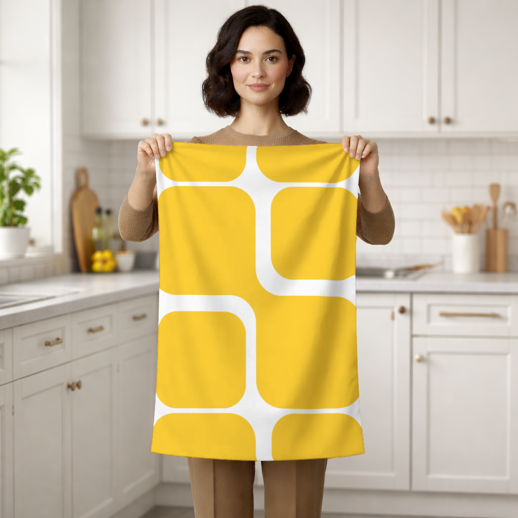 Yellow Geometric Labyrinth and Modern Abstract Pattern Hand Towel