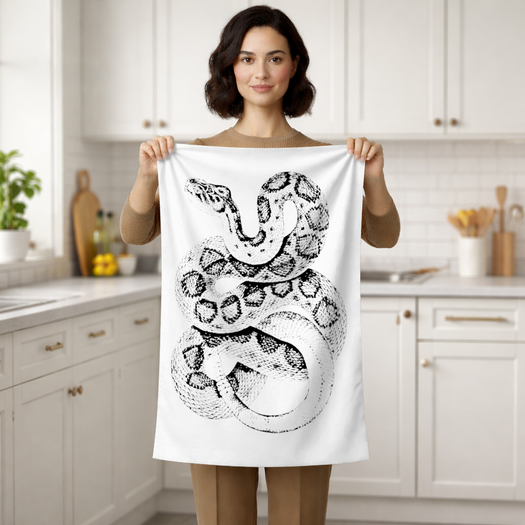 Detailed Vintage Rattlesnake Illustration Hand Towel