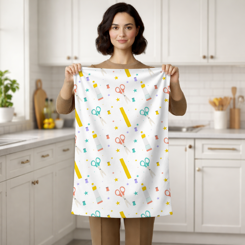 Colorful School and Stationery Supplies Pattern Hand Towel
