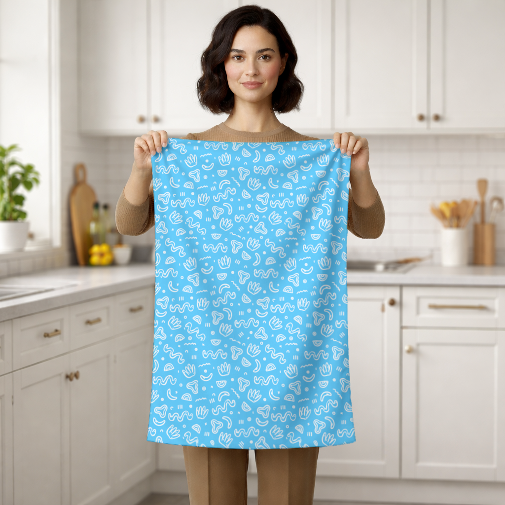 Blue Abstract Doodle Hand Towel