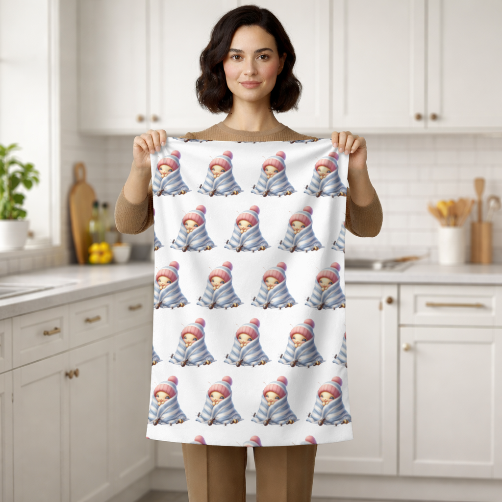 Kawaii Baby Bee in Pink Beanie Hand Towel
