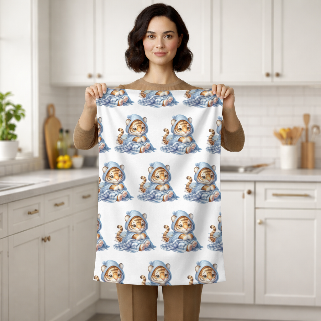 Sleepy Baby Tiger Cub on Books Hand Towel