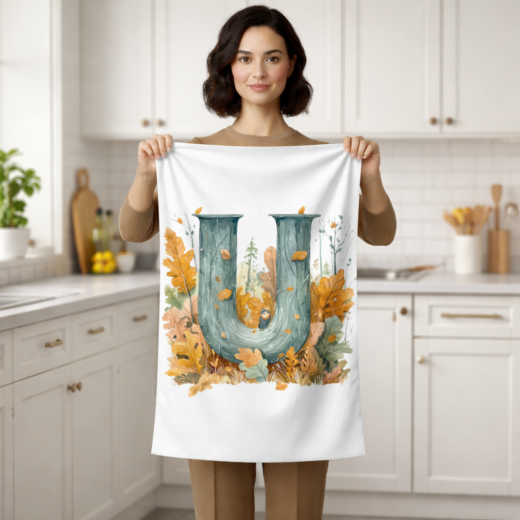Autumn Woodland Initial Letter U Hand Towel