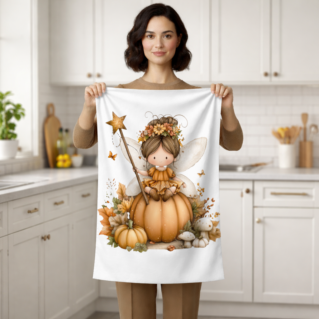 Whimsical Autumn Pumpkin Fairy Hand Towel