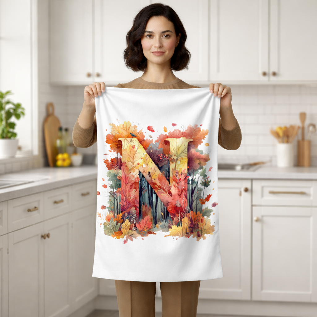 Autumn Leaf Monogram N Hand Towel