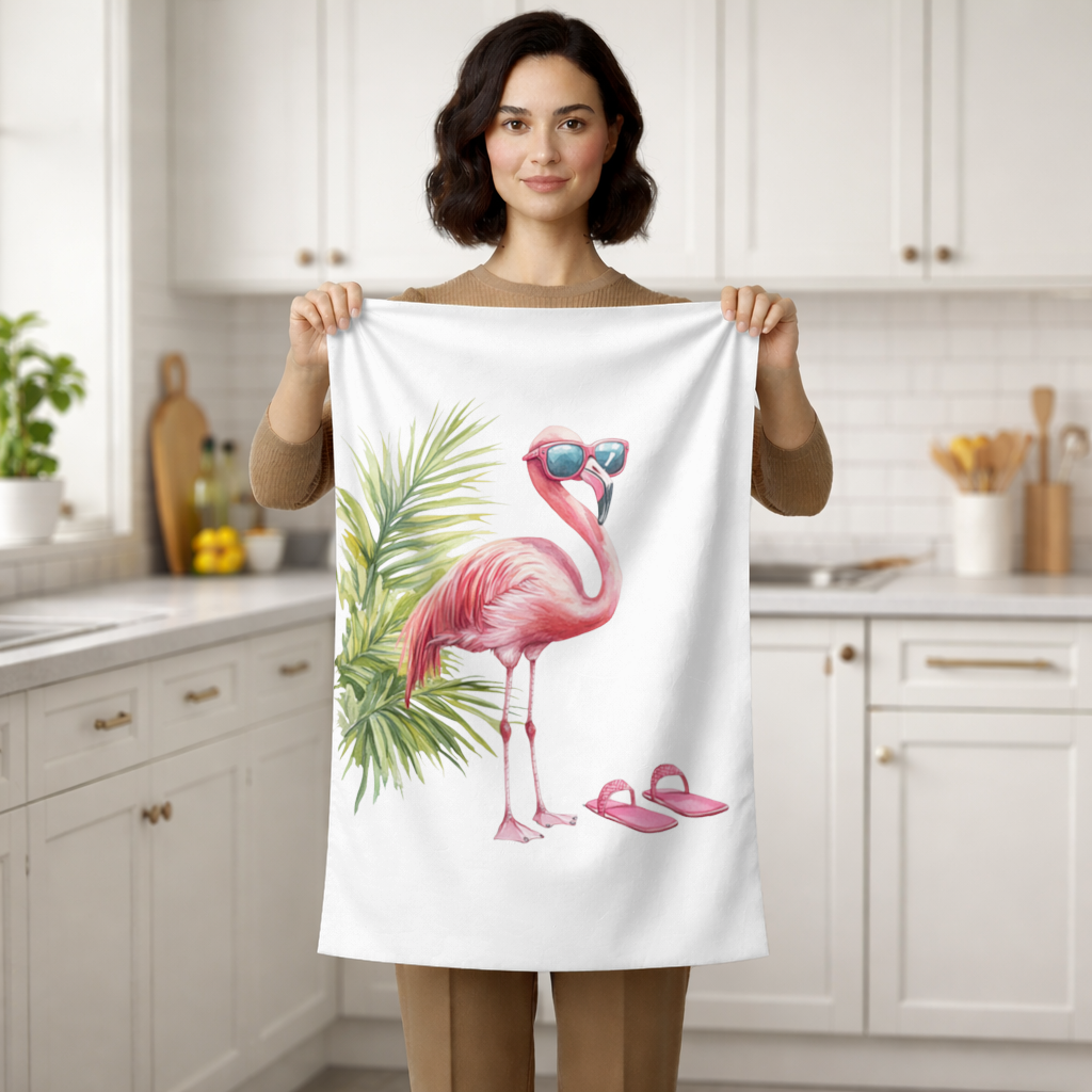 Pink Flamingo with Sunglasses Hand Towel