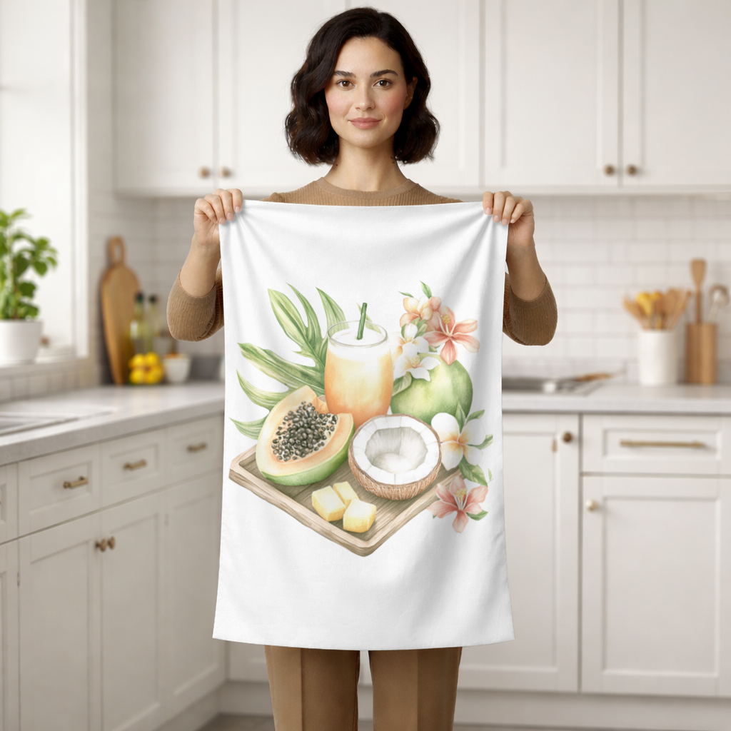 Tropical Papaya and Coconut Juice Hand Towel