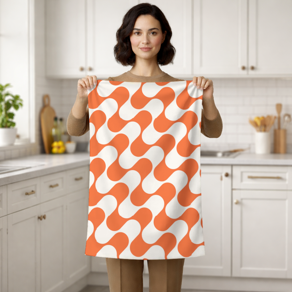 Retro 70s Orange Cream Groovy Curves Hand Towel