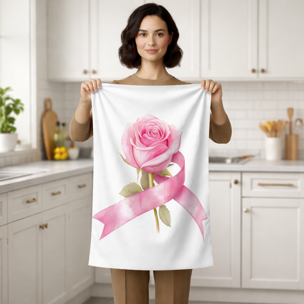 Breast Cancer Awareness Pink Rose Hand Towel