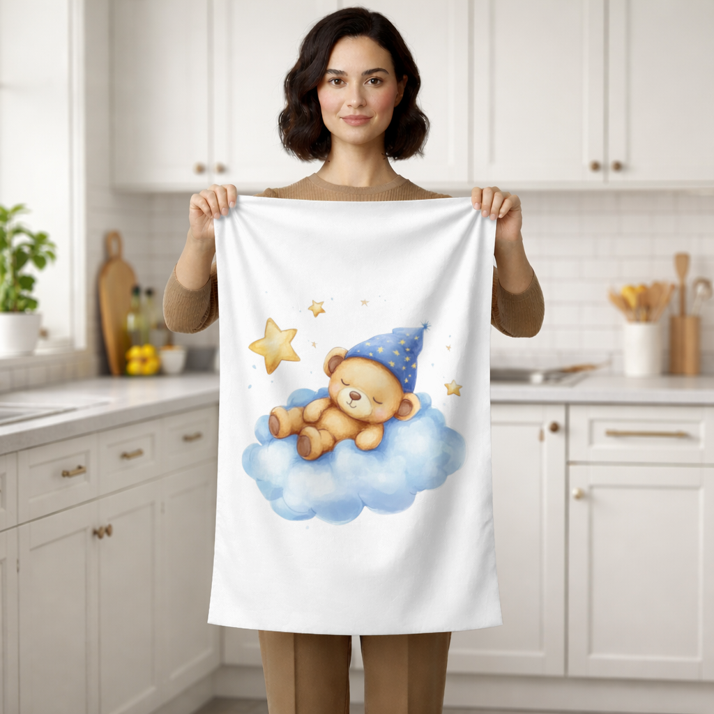 Sleeping Teddy Bear on a Cloud Hand Towel