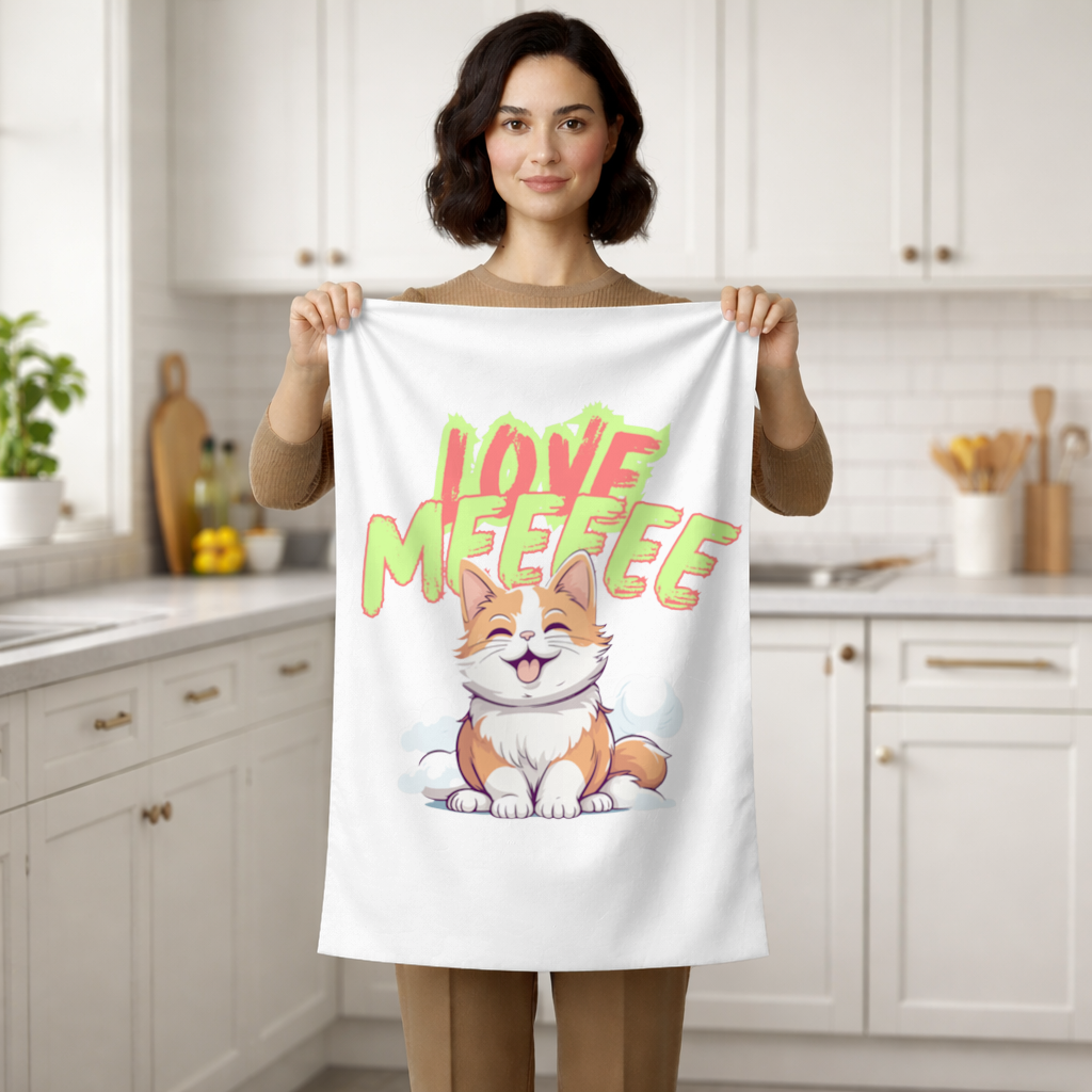 Cute Orange Cat Love Me Hand Towel