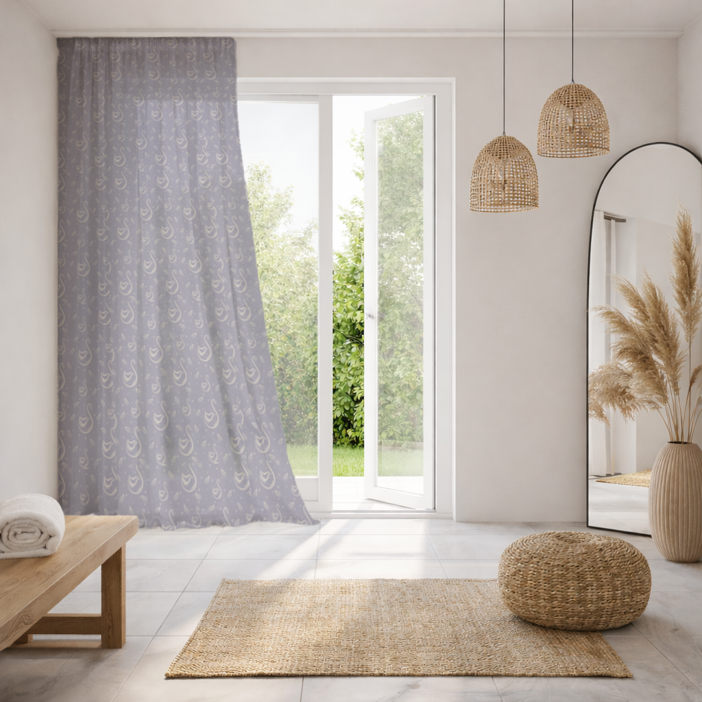 kuğu pattern deseni Sheer Curtain