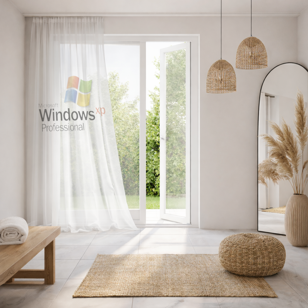 Digital Nostalgia Windows XP Iconic Logo Sheer Curtain