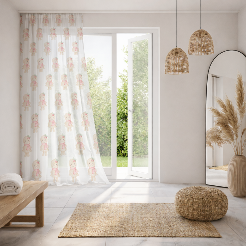 Cute Gingerbread Cookie Character Sheer Curtain