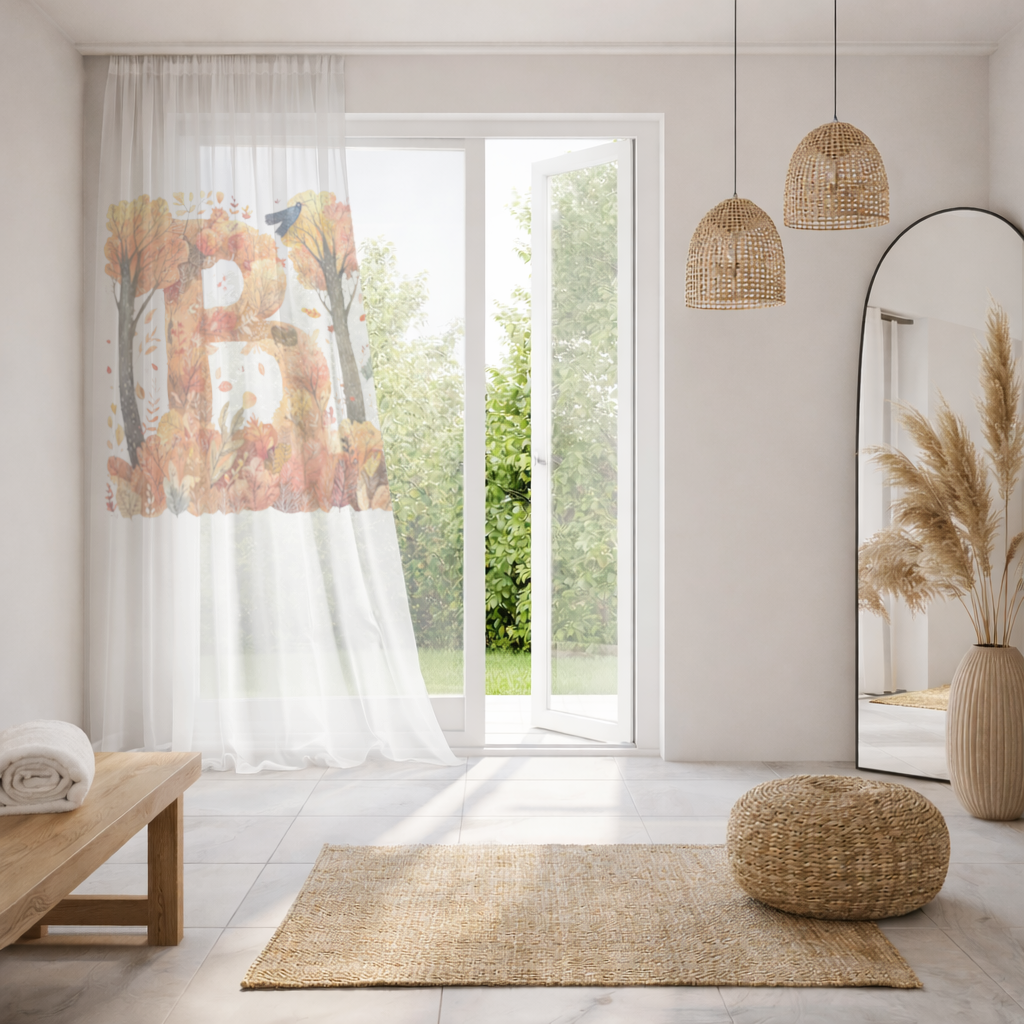 Fall Foliage Letter B Sheer Curtain