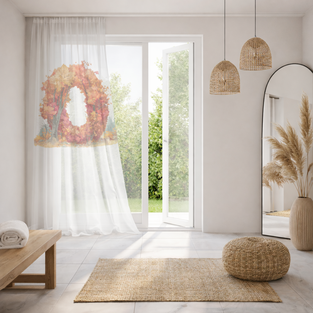 Autumn Leaf Letter O Sheer Curtain