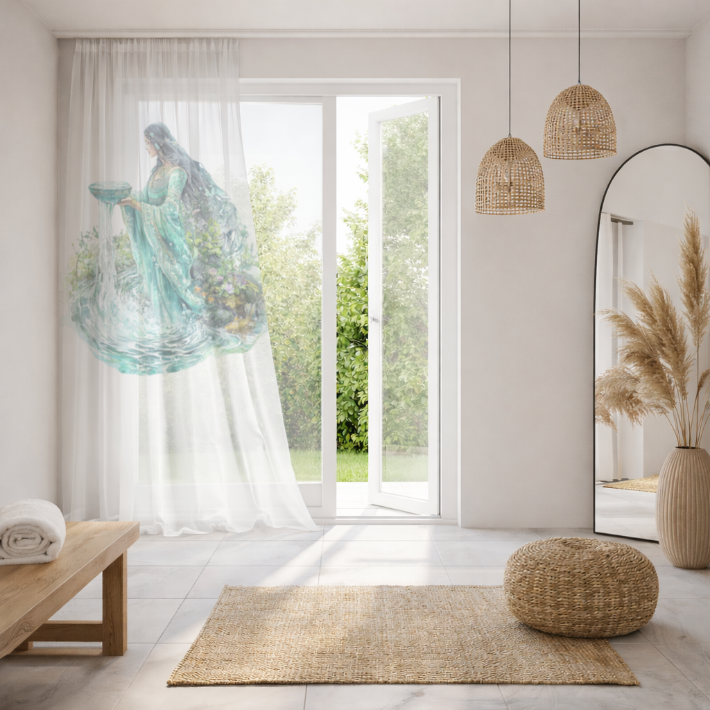 Ethereal Water Goddess Sheer Curtain