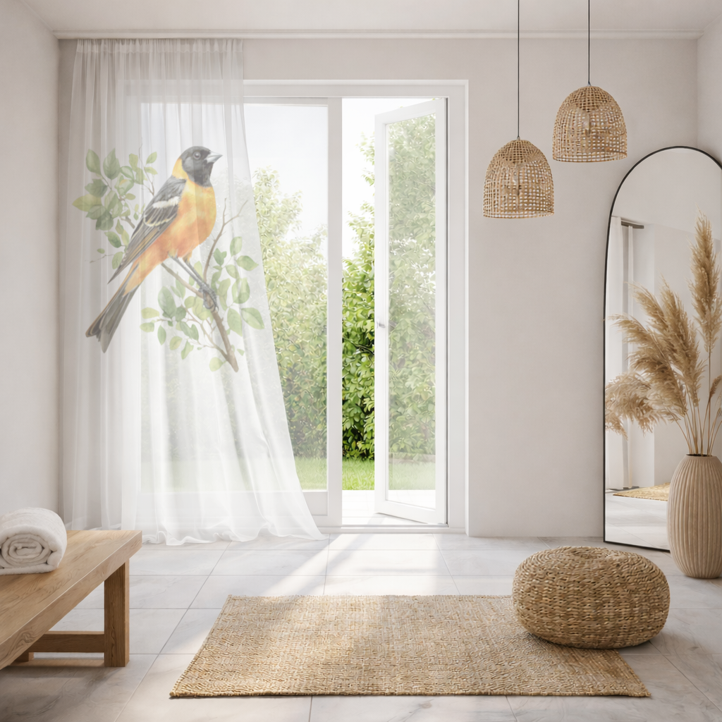 Baltimore Oriole on Branch Sheer Curtain