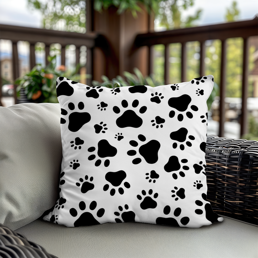 Black and White Paw Pattern Design Decorative pillow cover