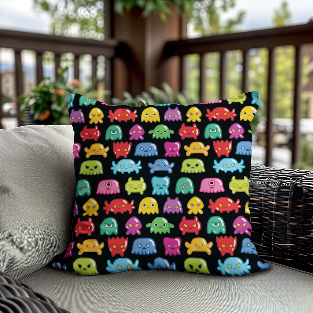Cute Colorful Monsters Seamless Pattern Decorative pillow cover
