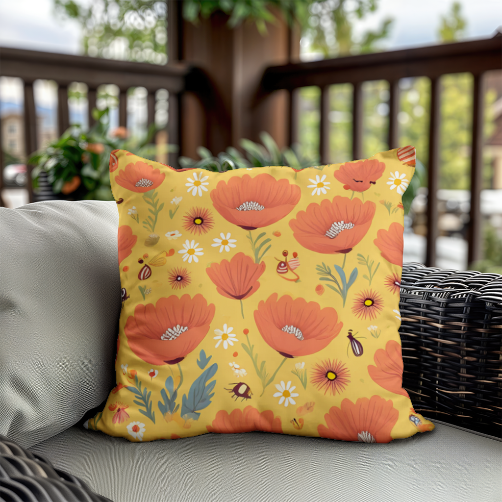 Floral  Insect Pattern  Colorful Design Decorative pillow cover