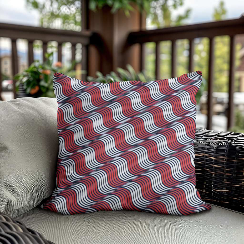 Red and Navy Wavy Line Pattern Decorative pillow cover