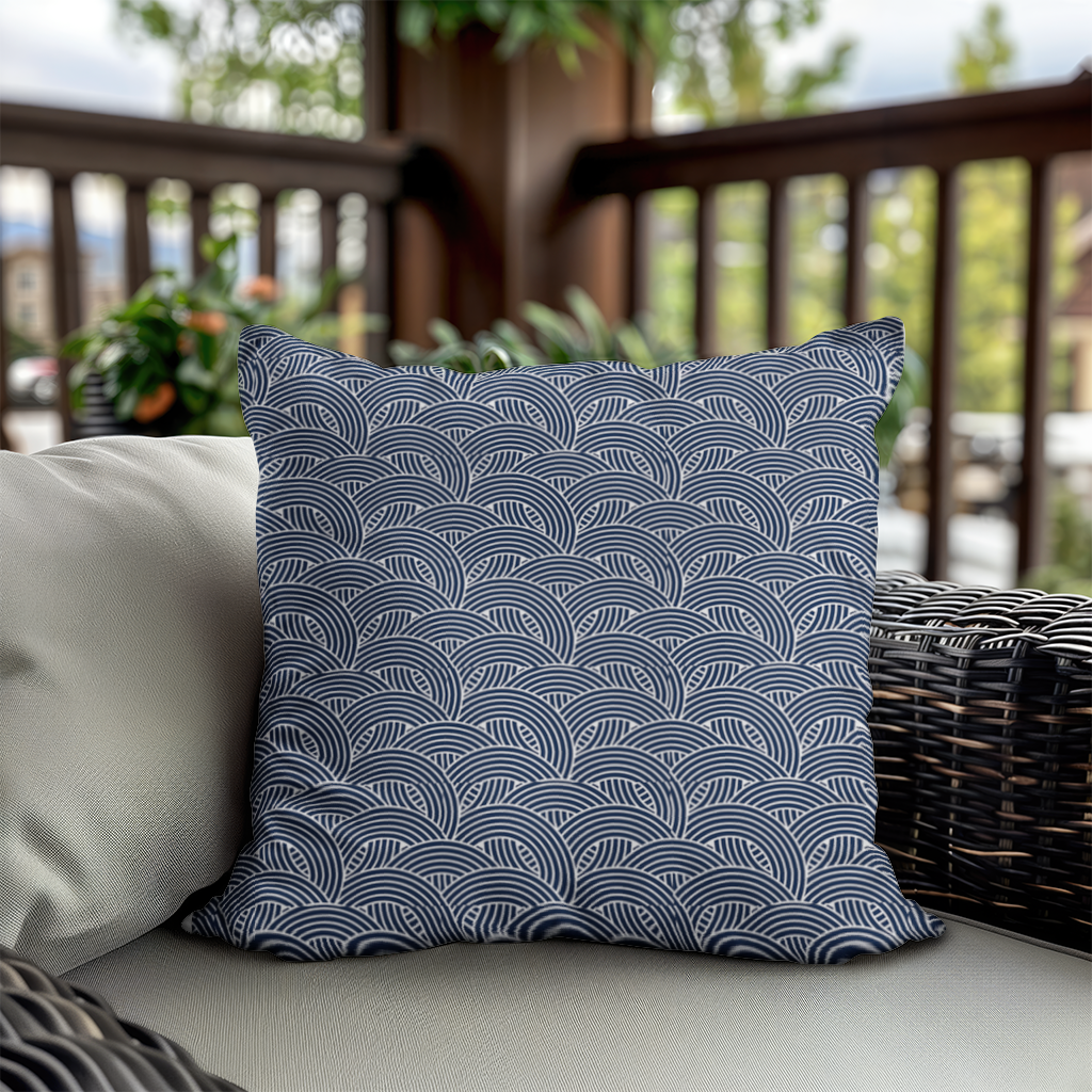 Navy and White Semi Circle Geometric Pattern Decorative pillow cover