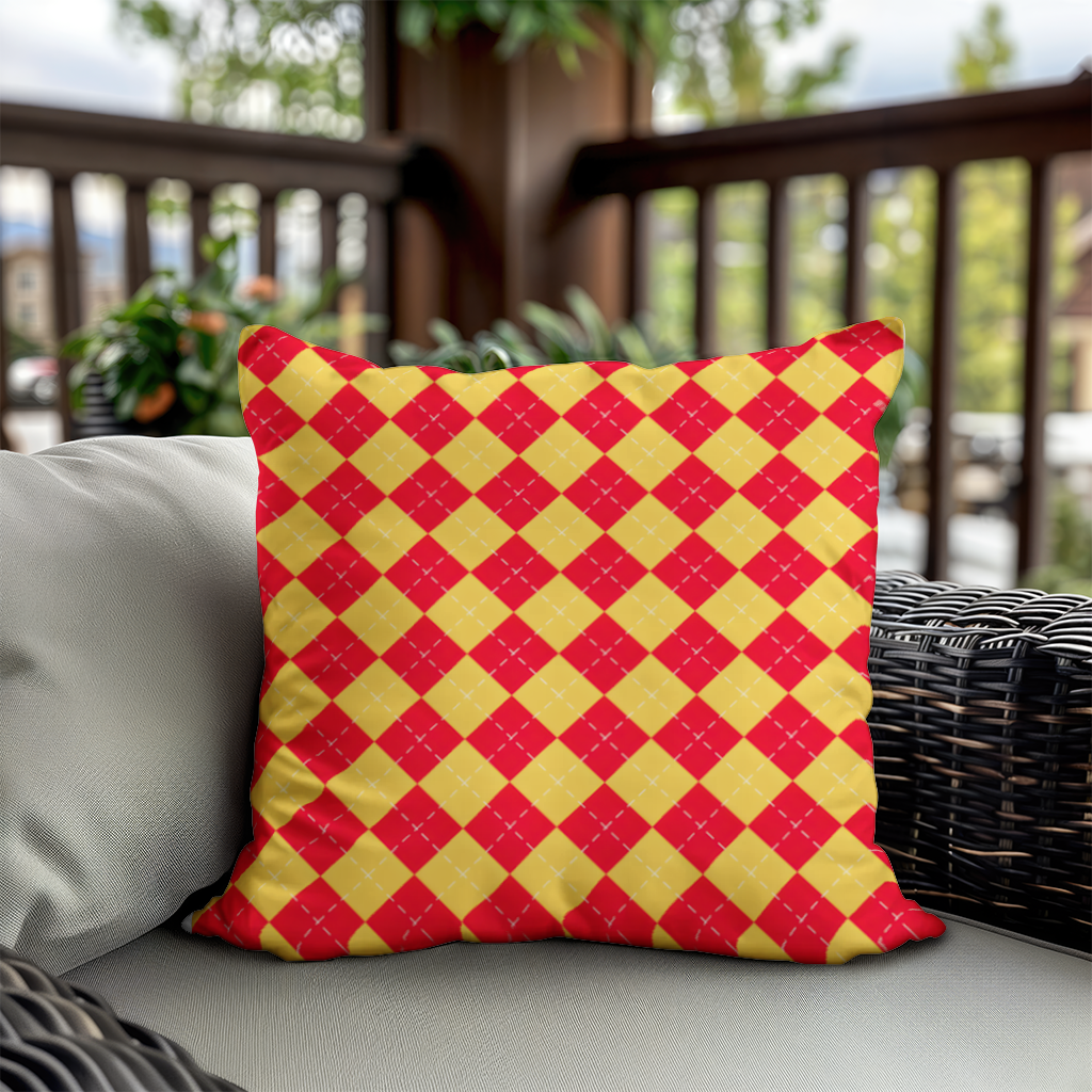 Red and Yellow Argyle Geometric Pattern Background Decorative pillow cover