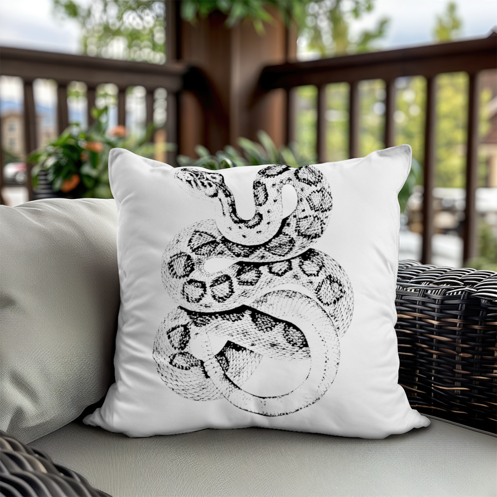 Detailed Vintage Rattlesnake Illustration Decorative pillow cover