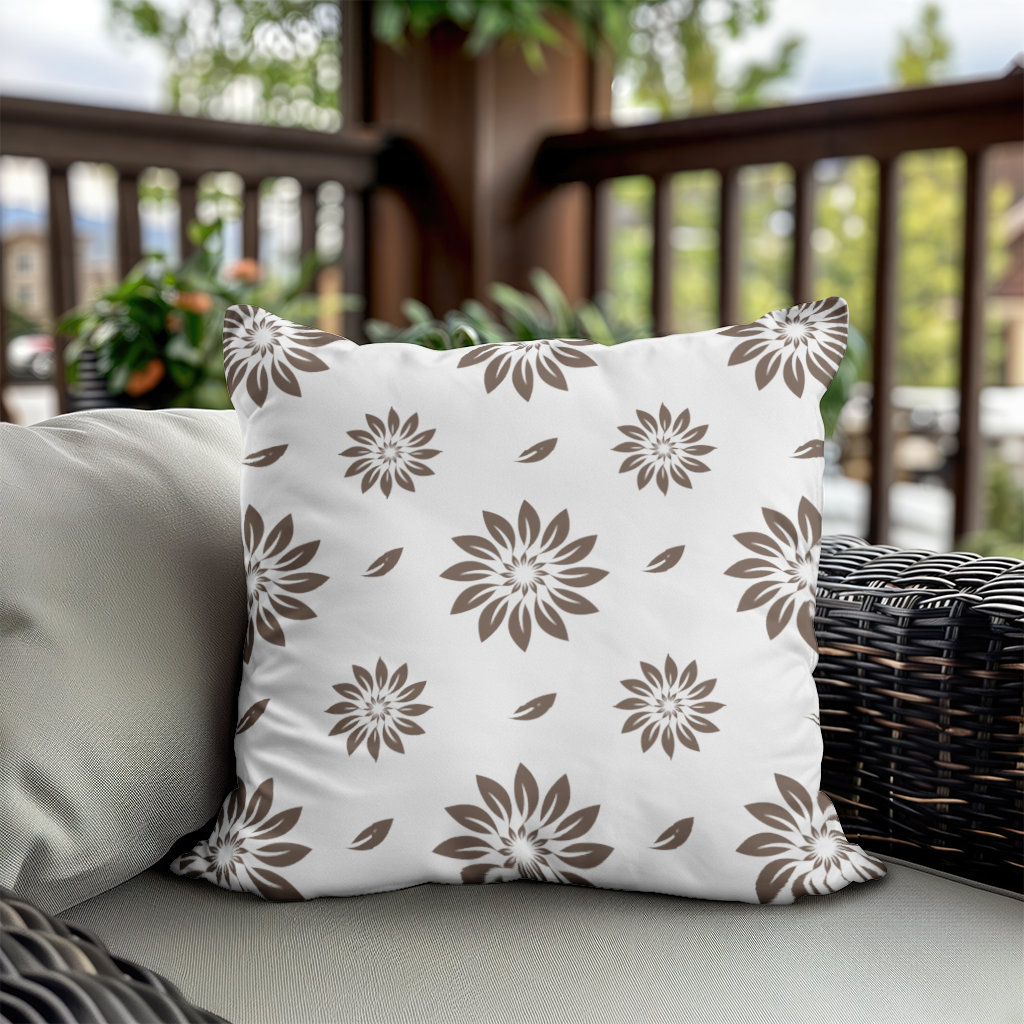 Minimalist Modern Brown Floral Pattern Decorative pillow cover