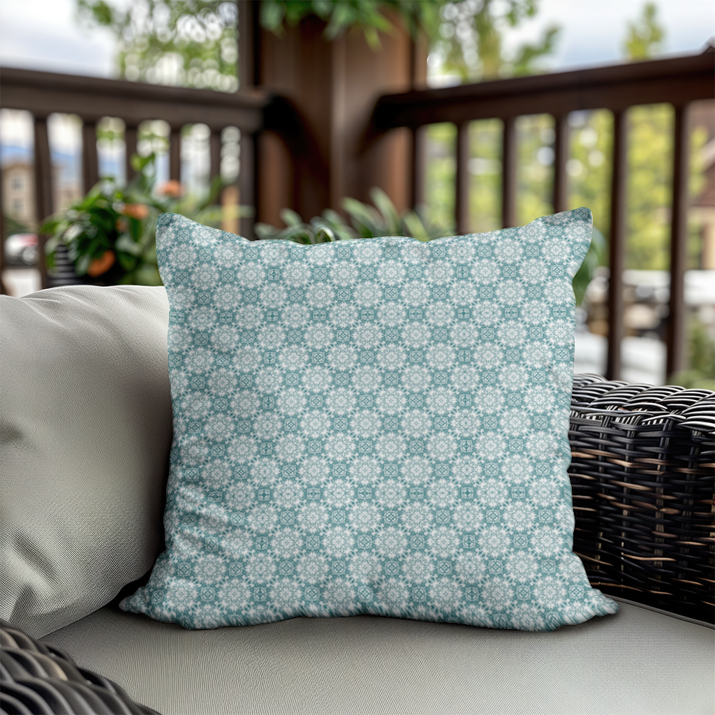 Blue Pixelated Geometric Ornament Pattern Decorative pillow cover