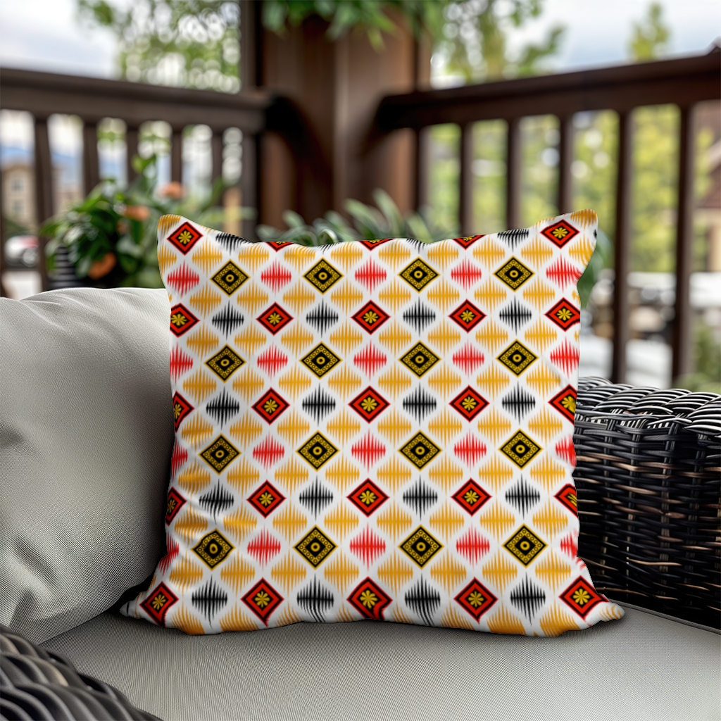 Canlı Etnik Geometrik Motif Dekoratif Kırlent Kılıfı