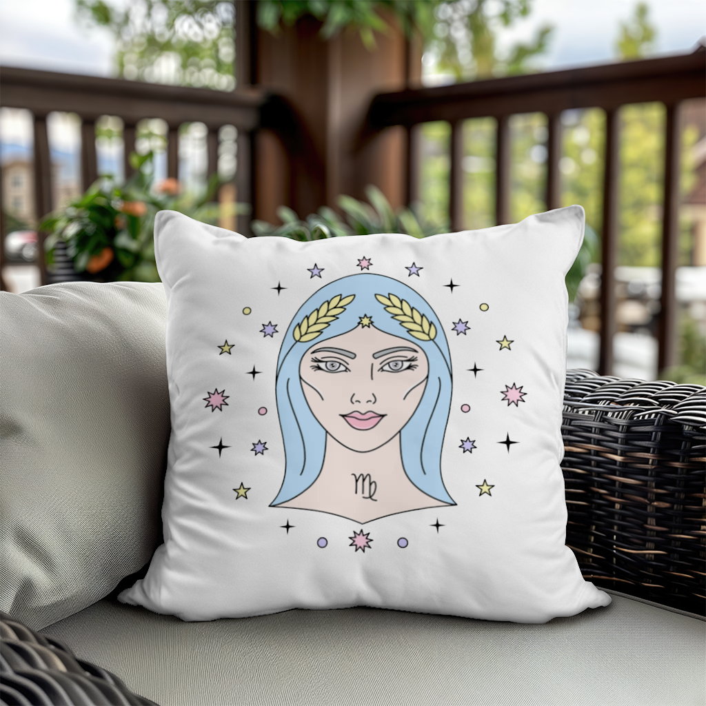 Virgo Zodiac Mystical Woman and Stars Decorative pillow cover