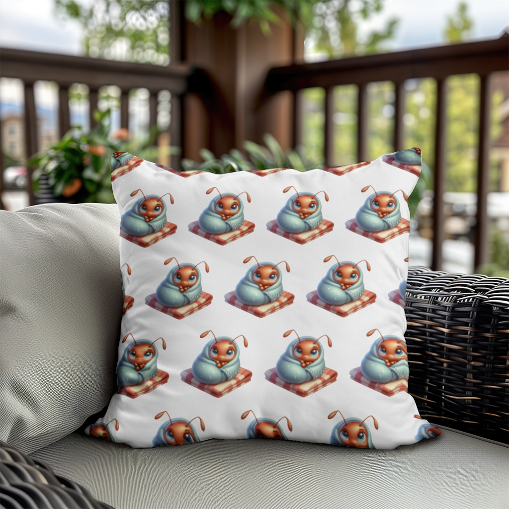 Kawaii Baby Ant Wrapped in Blanket Decorative pillow cover