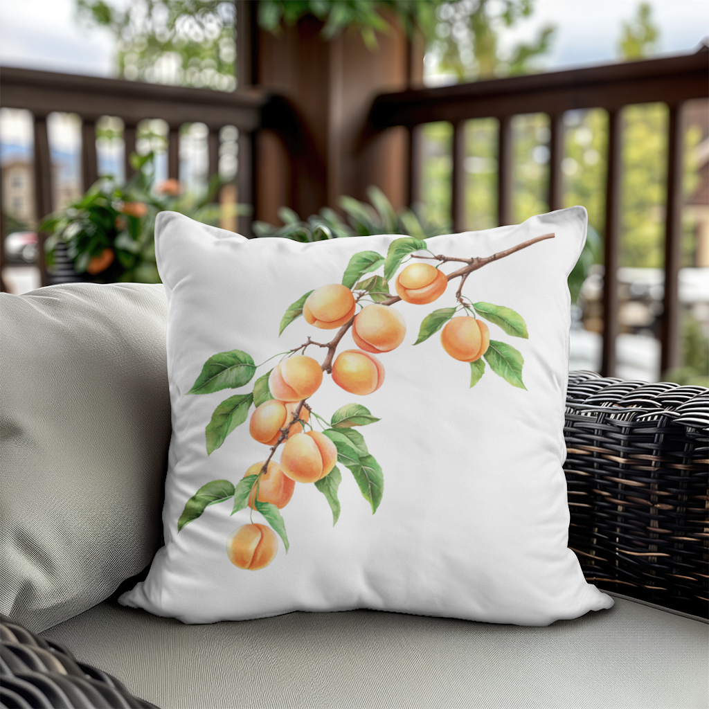 Olgun Turuncu Kayısı Dalı Dekoratif Kırlent Kılıfı