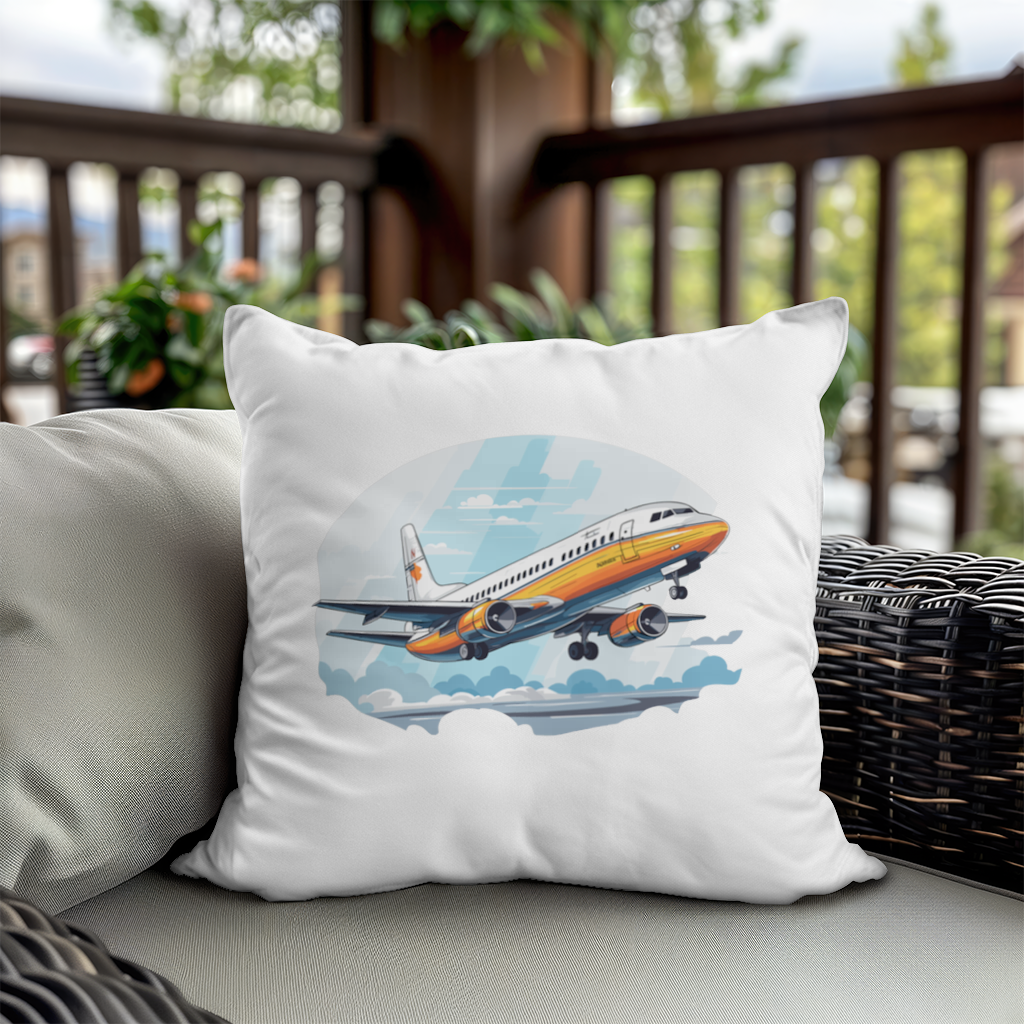 Retro Orange Commercial Airplane Decorative pillow cover