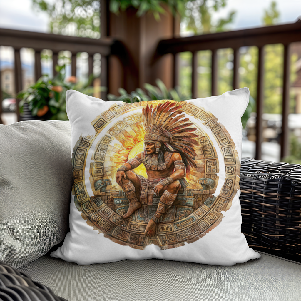 Ancient Aztec Sun Warrior Decorative pillow cover