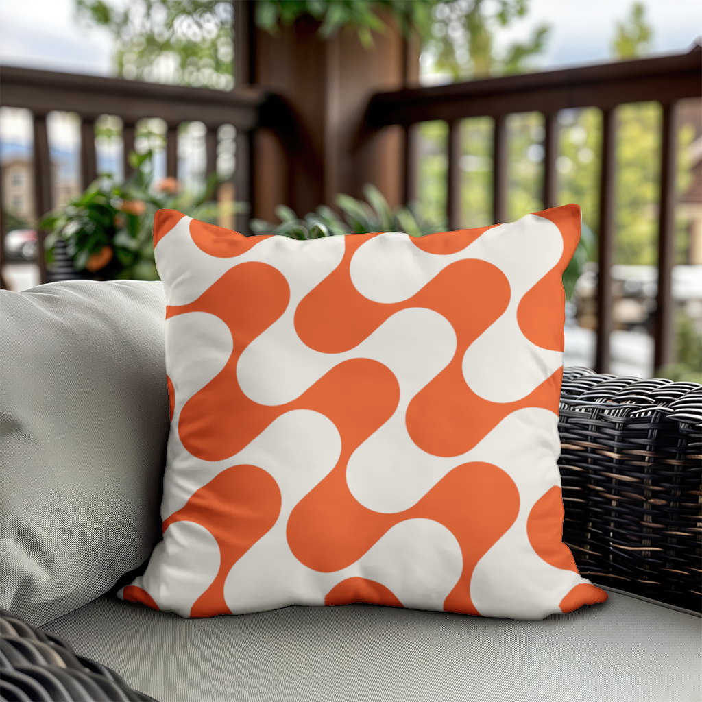 Retro 70s Orange Cream Groovy Curves Decorative pillow cover