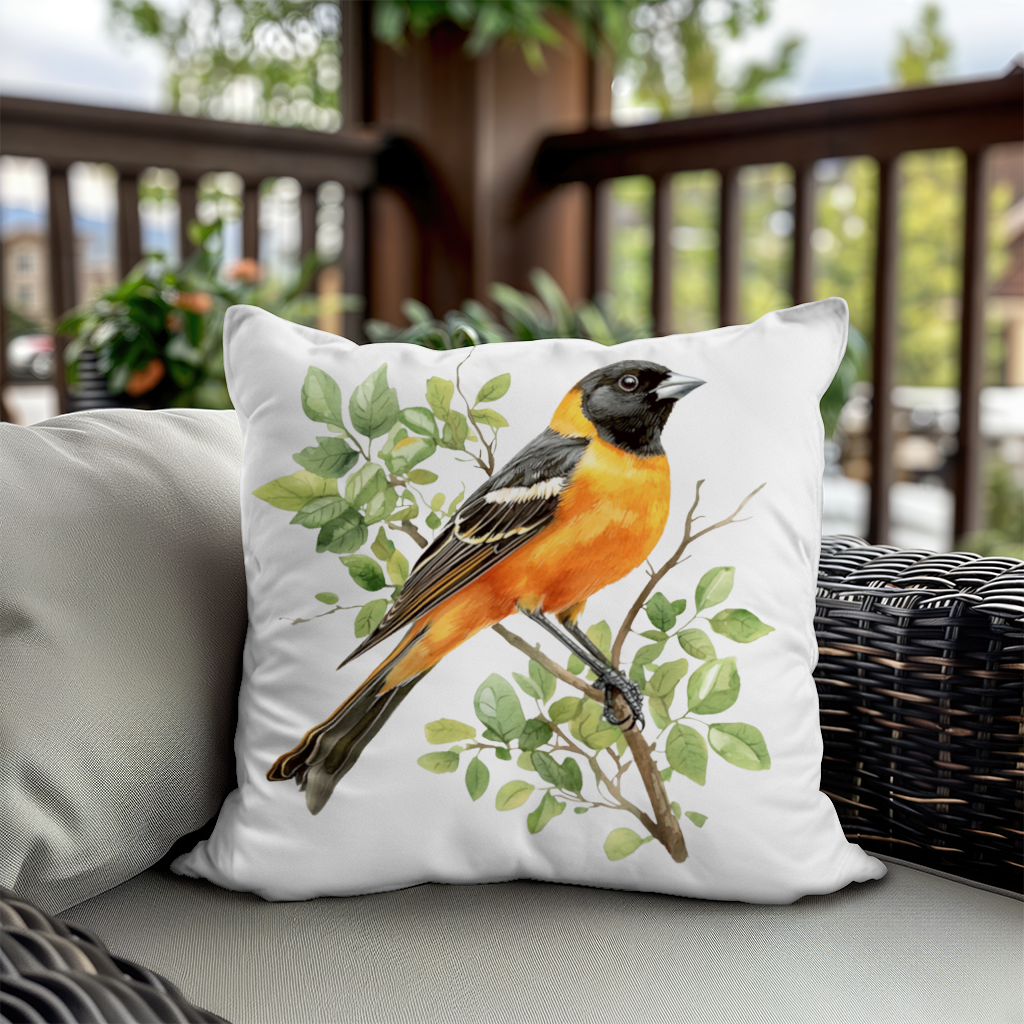 Baltimore Oriole on Branch Decorative pillow cover