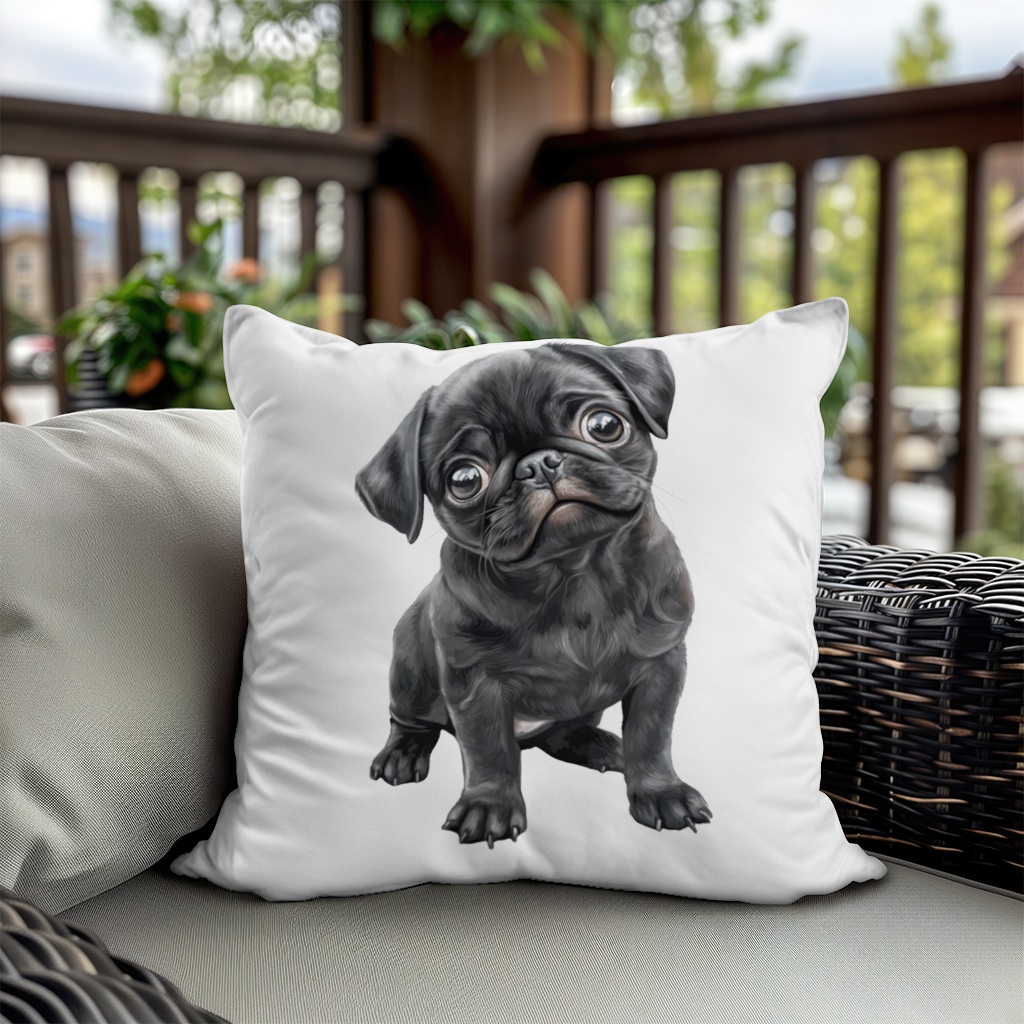 Innocent Black Pug Puppy Decorative pillow cover